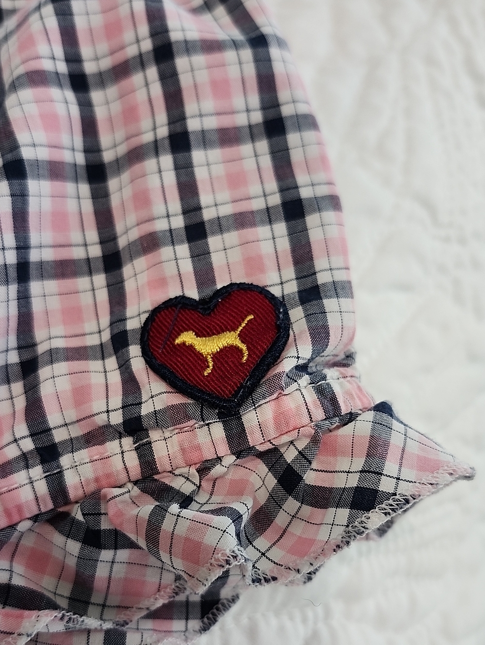 Vintage Victoria's Secret Pink Boxer Short Plaid Ruffle Size Small - Picture 3 of 10